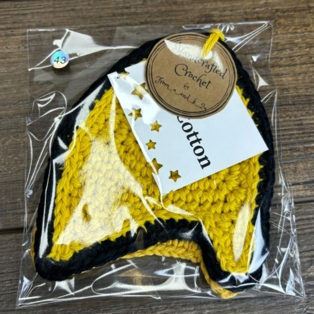 Coasters Star Trek Com Badge Shape Set of 2 Handcrafted Crochet by Seller Cotton